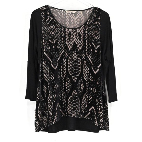 REBECCA TAYLOR Womens 100% Silk Velvet Snake Print Burnout Dolman Black Size 10 - Picture 2 of 9